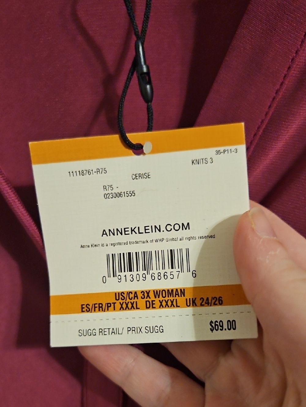 Anne Klein Magenta V Neck Dolman Sleeve Blouse. NWT - Picture 3 of 7